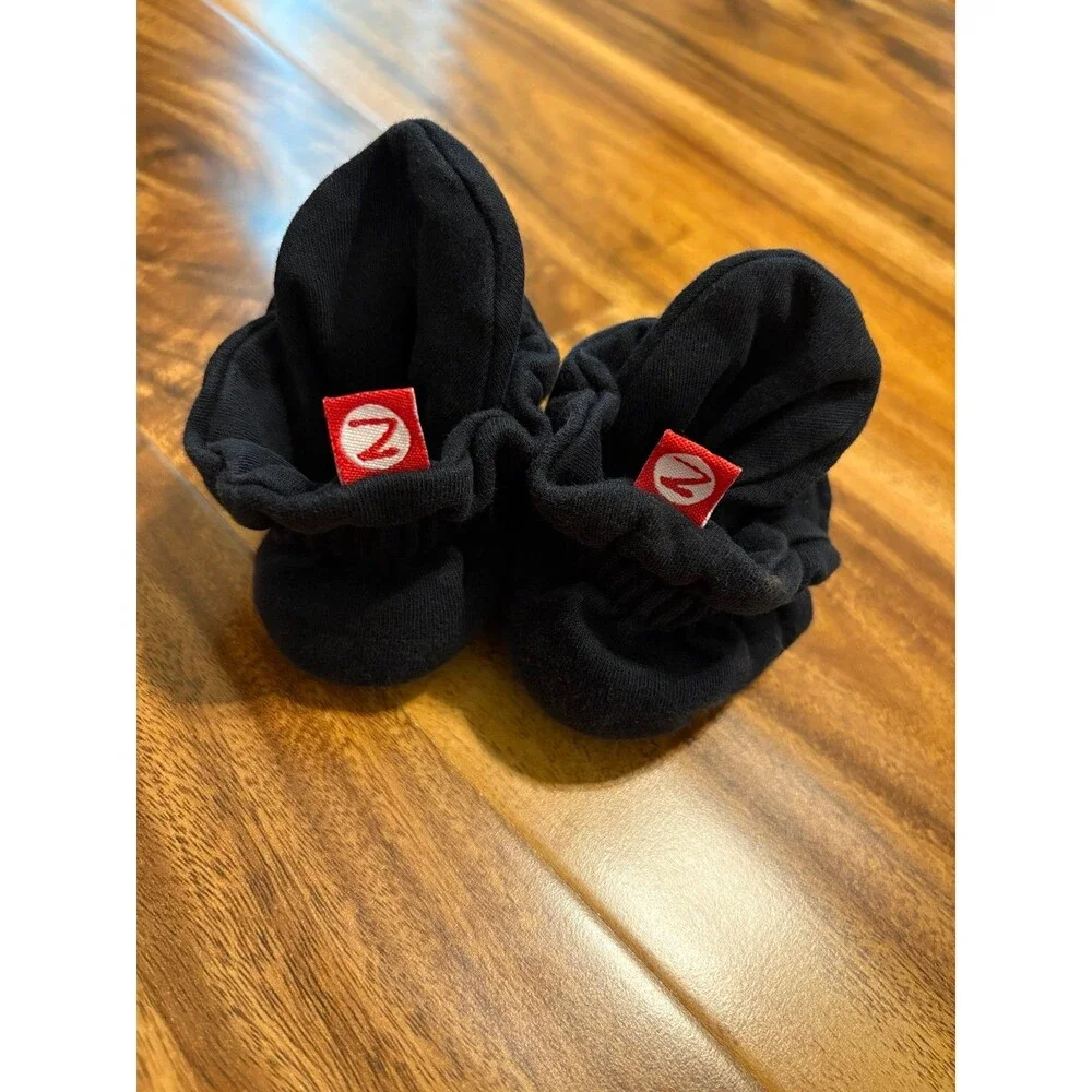 Zutano Cotton Gripper Booties, Black, Size 6M